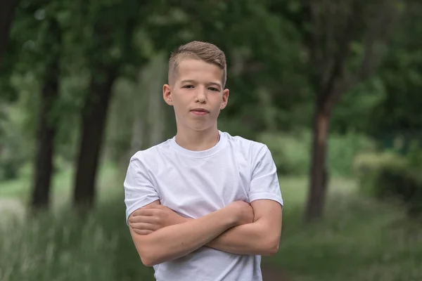 Portrait Boy Background Nature — Stock Photo, Image