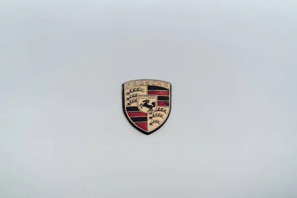 Paaren Glien Alemanha Junho 2019 Emblema Carro Esportivo Porsche Close — Fotografia de Stock