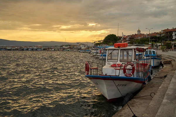 Nessebar Bulgarie Juin 2019 Baie Nessebar Tôt Matin Bateau Plaisance — Photo