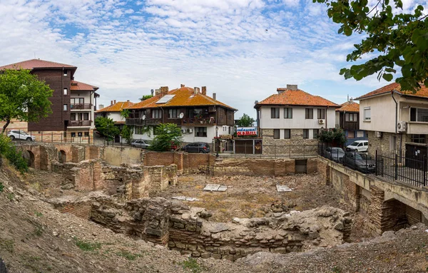 保加利亚内塞巴尔 2019年6月22日 圣贾斯汀大帝早期拜占庭浴场遗址全景 — 图库照片