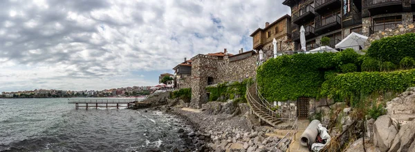 Sozopol Bulgaria Junio 2019 Vista Panorámica Costa Los Restos Muralla — Foto de Stock