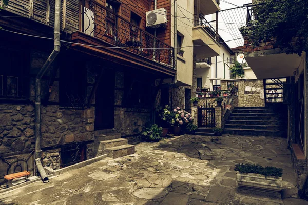 索佐波尔 保加利亚 2019年6月28日 保加利亚南部黑海海岸一个古老的海滨小镇狭窄的街道 汤农样式化 — 图库照片