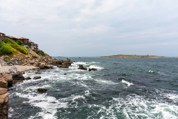 Costa Rocciosa Del Mar Nero Vicino All Antica Città Sozopol — Foto Stock