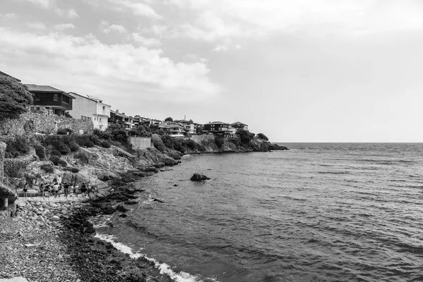 Casas Edifícios Restos Antiga Muralha Antiga Cidade Costeira Sozopol Bulgária Fotografia De Stock