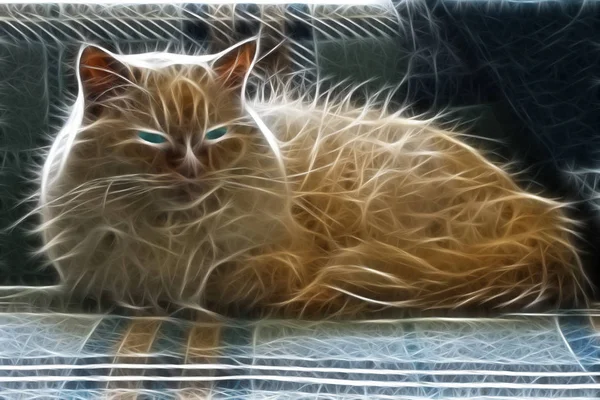 Illustration Einer Katze Die Friedlich Auf Einem Sofa Schläft — Stockfoto