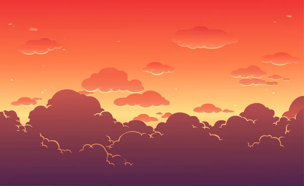 Beautiful Sunset Sky Background Cloudy Twilight Sky Vector Illustration — Stock Vector