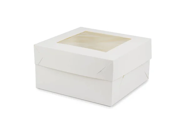 Картонная Коробка Торта Белом Фоне — стоковое фото