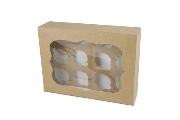 Картонная коробка с окном для кексов . — стоковое фото