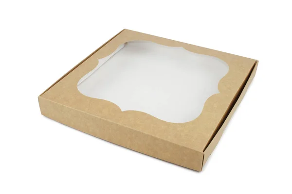 Картонная коробка Крафт для десертов с окном . — стоковое фото