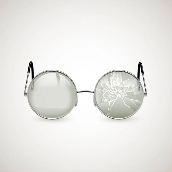 Σπασμένα Γυαλιά Που Απομονώνονται Λευκό Φόντο — Διανυσματικό Αρχείο