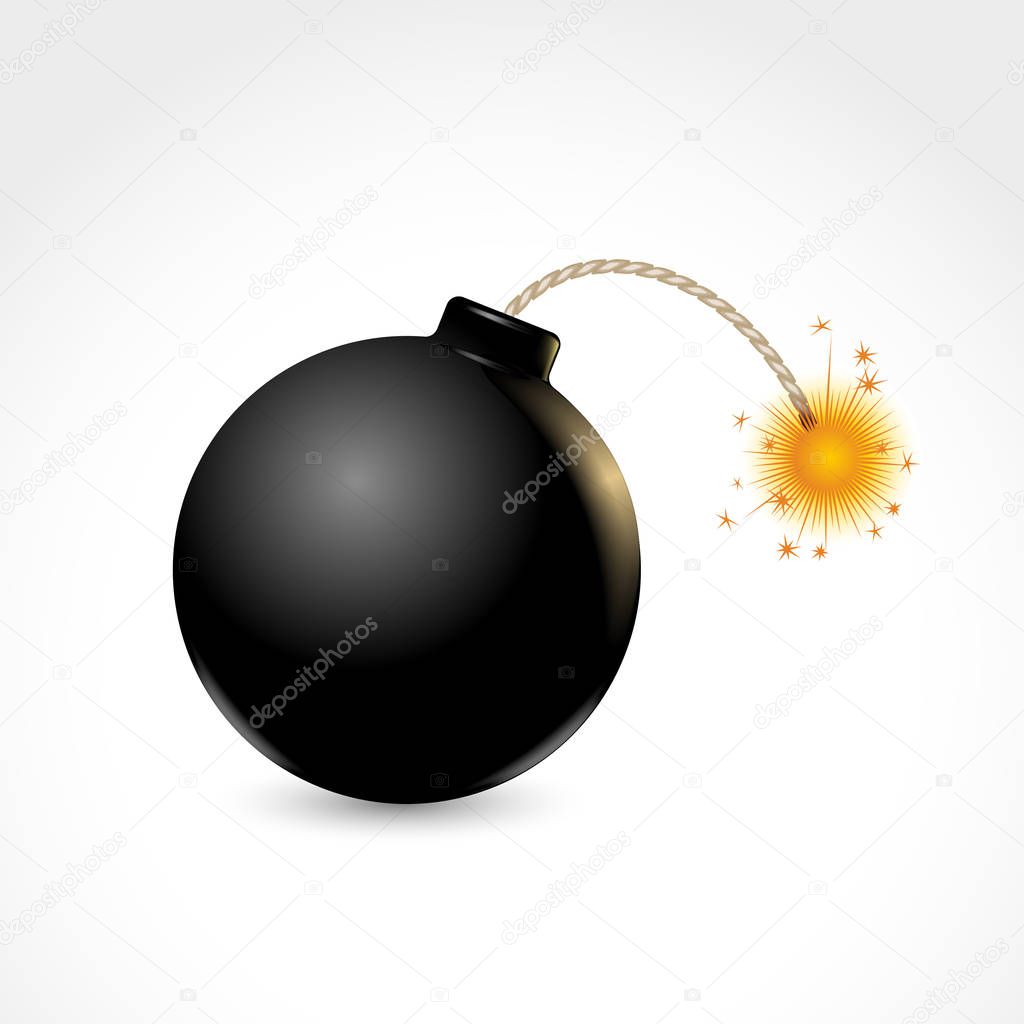 bomb ready to explode on white background 