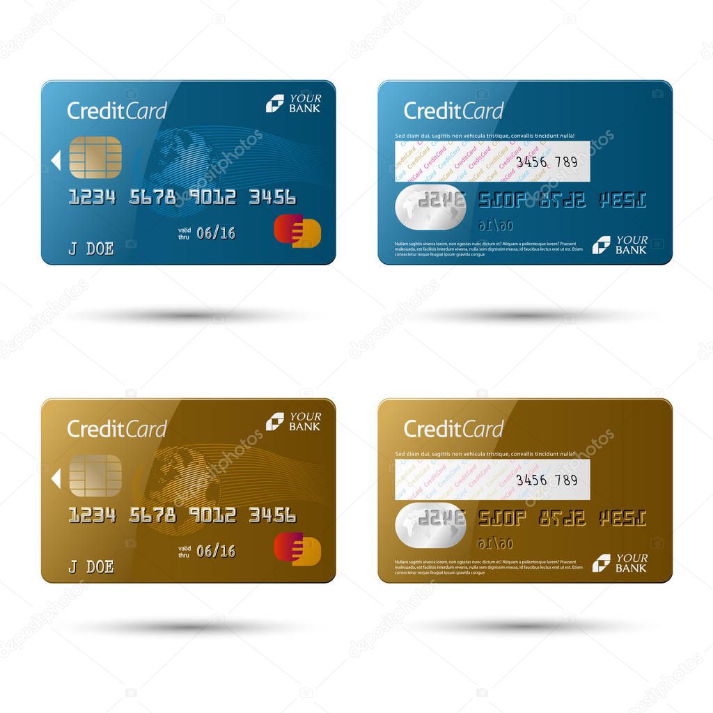 seat of credit cards on white background