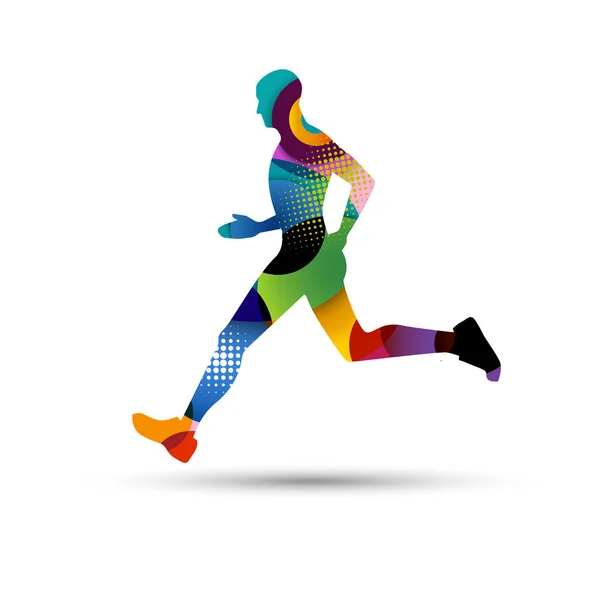 Beyaz arka plan üzerinde soyut renkli runner