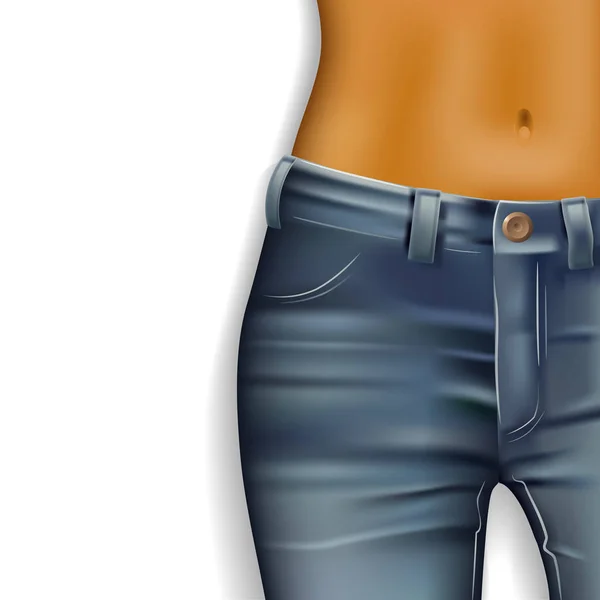 Mujer Jeans Concepto Adelgazamiento — Vector de stock