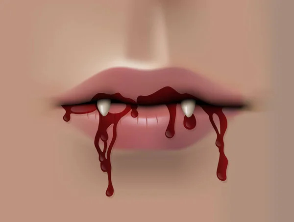 Vampier Mond Met Tanden Bloed — Stockvector