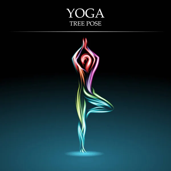 Fondo Yoga Con Pose Árbol — Archivo Imágenes Vectoriales