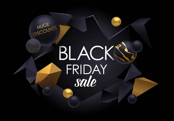 Soyut öğeler, siyah ve altın, eps10 vektör siyah Cuma satış poster 