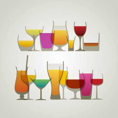 beyaz zemin üzerine gözlük ile içecekler içme