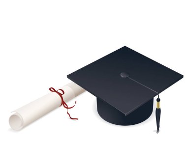 Mezuniyet başlığı beyaz arkaplanda izole edildi