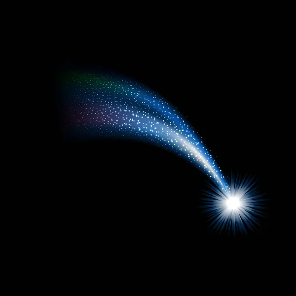 Cometa Volante Sul Cielo Stellato — Vettoriale Stock