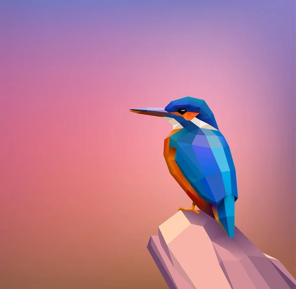 Poly Oiseau Sur Fond Couleur — Image vectorielle
