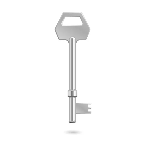 Silberner Schlüssel Isoliert Auf Weißem Hintergrund — Stockvektor