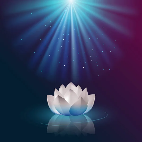 Weiße Lotusblume Auf Tiefblauem Hintergrund — Stockvektor