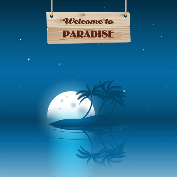 Bienvenue Paradis Avec Île Palmiers — Image vectorielle