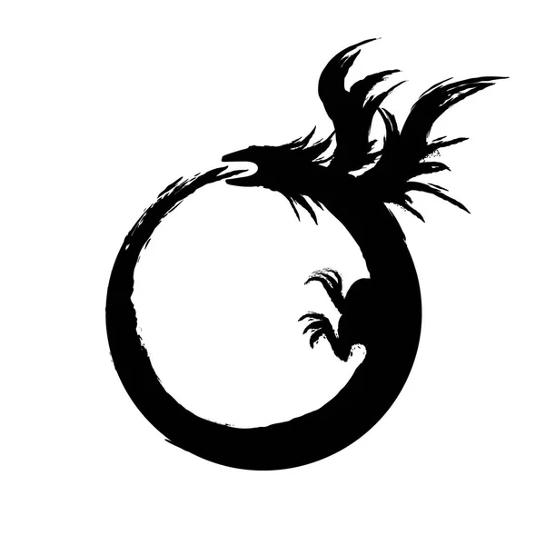 Beyaz arka plan üzerinde izole siyah ouroboros
