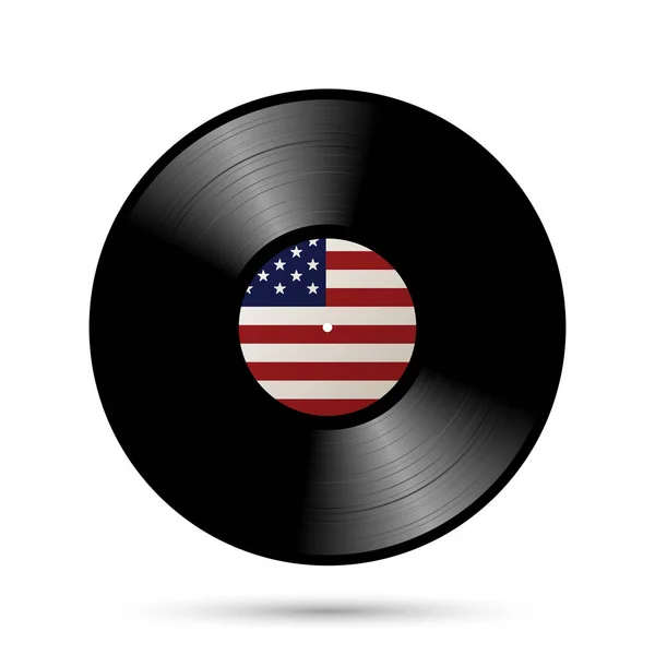 Kleurrijke Record Met Amerikaanse Vlag Geïsoleerd Witte Achtergrond — Stockvector