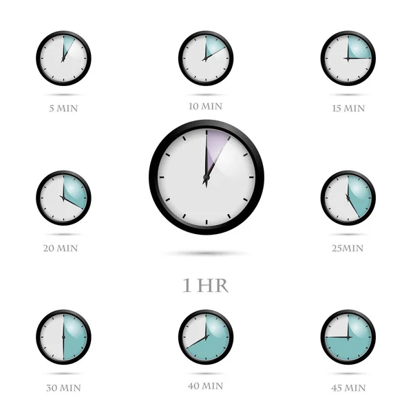 Beyaz arka plan üzerinde saatler ile farklı zaman ayarla 