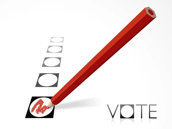 Carte Vote Avec Crayon Isolé Sur Fond Blanc — Image vectorielle