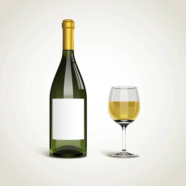 ボトルと白い背景の上のワインのガラス — ストックベクタ