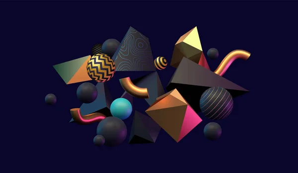 Composition Abstraite Avec Des Figures Géométriques Sombres Dorées — Image vectorielle