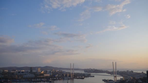 Vladivostok Stadssilhuetten Solnedgång — Stockvideo