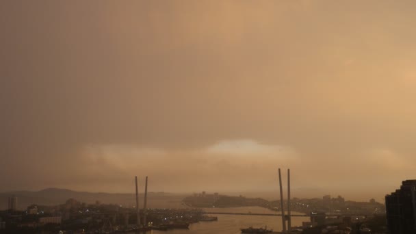 Vladivostok Stadsbild Solnedgången Naturliga Färger — Stockvideo