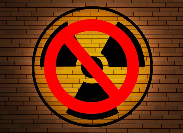 Stop Nuclear Radiation Sign Brick Wall — Stock Photo, Image