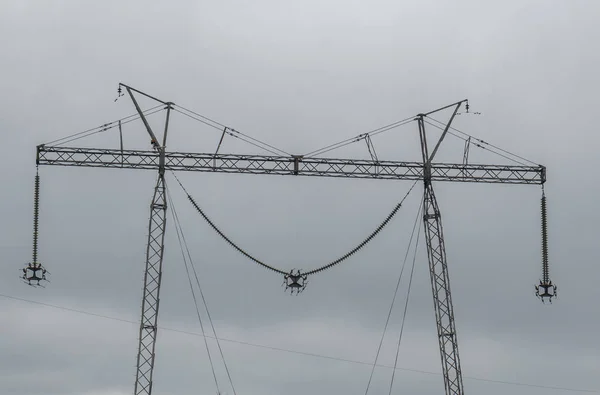 Linhas Alimentação Eléctrica Alta Tensão — Fotografia de Stock