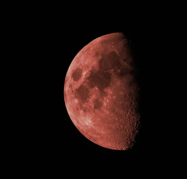 Roter Mond Schwarzen Himmel — Stockfoto