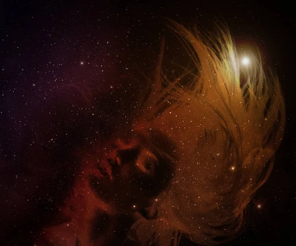 Young woman with stars in her hairs.