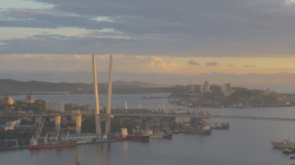 Vladivostok Ryssland Augusti 2018 Vladivostok Skyline Solnedgången Det Den Största — Stockvideo