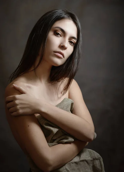 Retrato Bela Mulher Sensual Close Estúdio — Fotografia de Stock