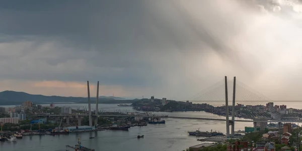 Vladivostok Şehir Manzarası Gün Batımı Manzarası — Stok fotoğraf