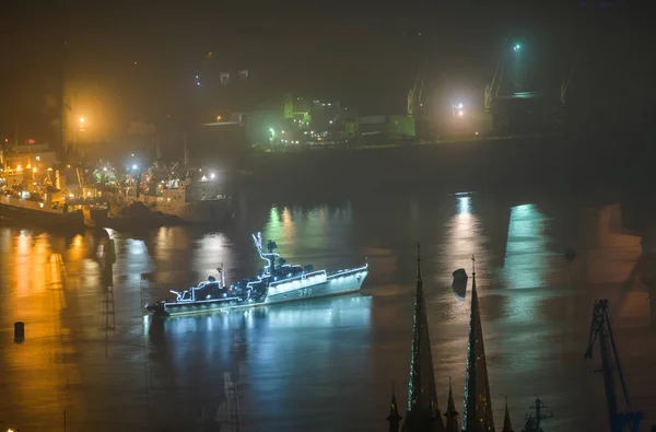 Vladivostok Russia July 2020 Parade Warships Celebration Day Navy Night — Stock Photo, Image