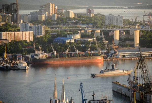 Vladivostok Ryssland Juli 2020 Krigsfartygens Parad Firandet Flottans Dag Natten Stockbild