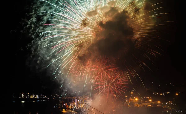 Colorful Fireworks City Night — Stock Photo, Image