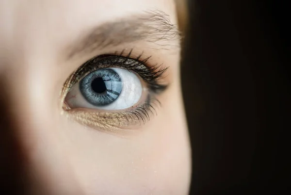 Niebieskie Oko Tęczówki Strzał Makro — Zdjęcie stockowe