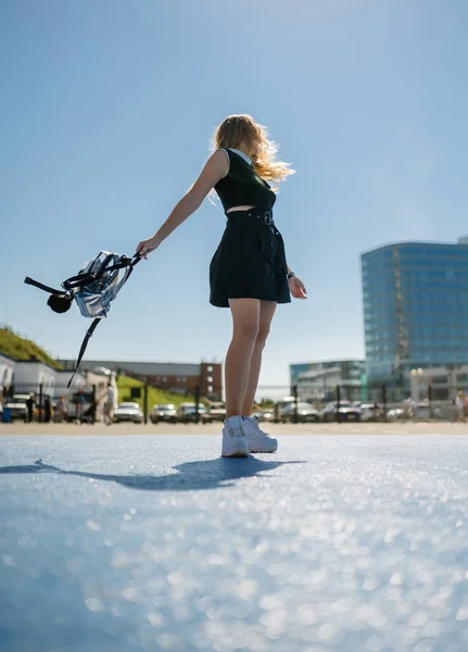 Vrouw Jurk Geniet Van Zon Zomer — Stockfoto