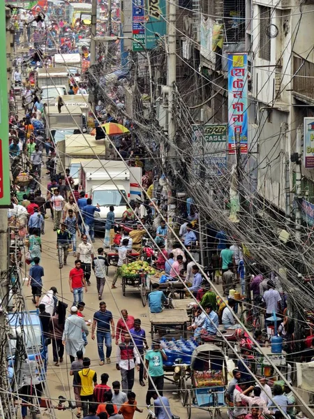 Crowded Street Old Town Dhaka Port District — Stock Photo, Image