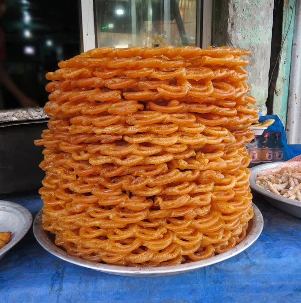 Jalebis Piled Front Sweets Bakery Barishal Bangladesh — Stock Photo, Image